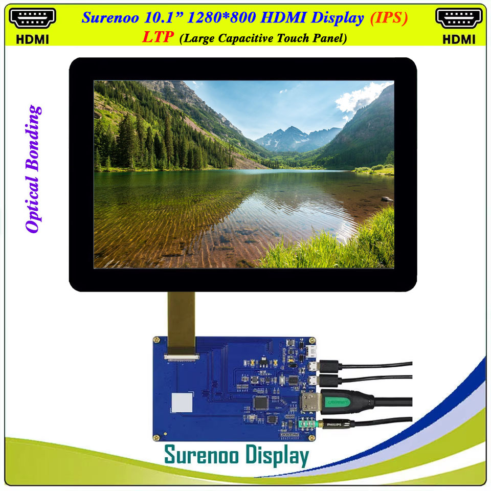 Raspberry Pi 10.1 Inch Capacitive Touch Screen Ips - Módulo LCD Compatible con HDMI, Monitor