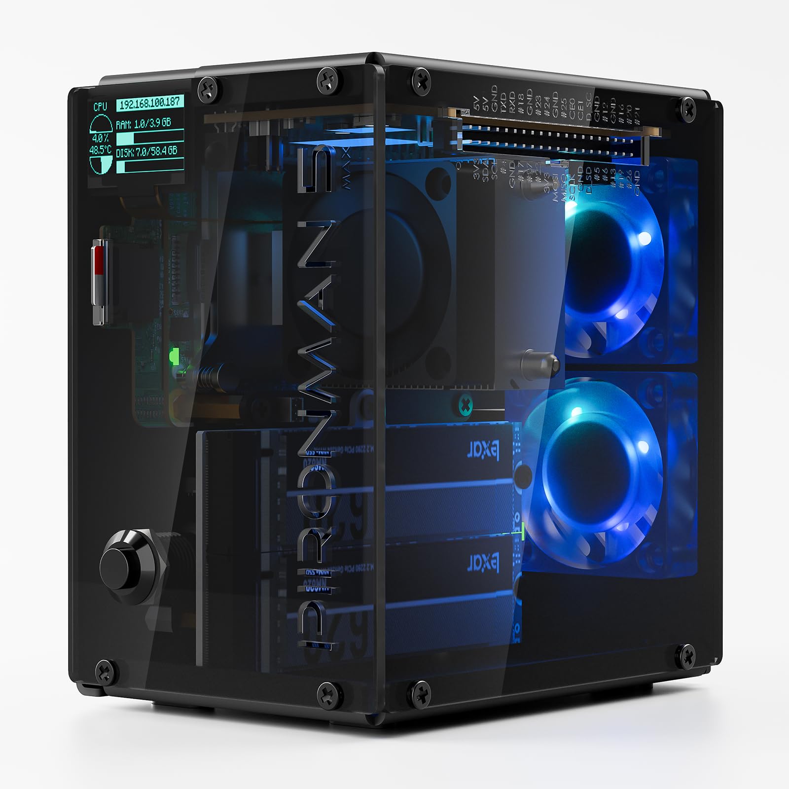 Raspberry Pi Ai Kit Hailo-8L - Caja de PC Pironman 5-MAX con