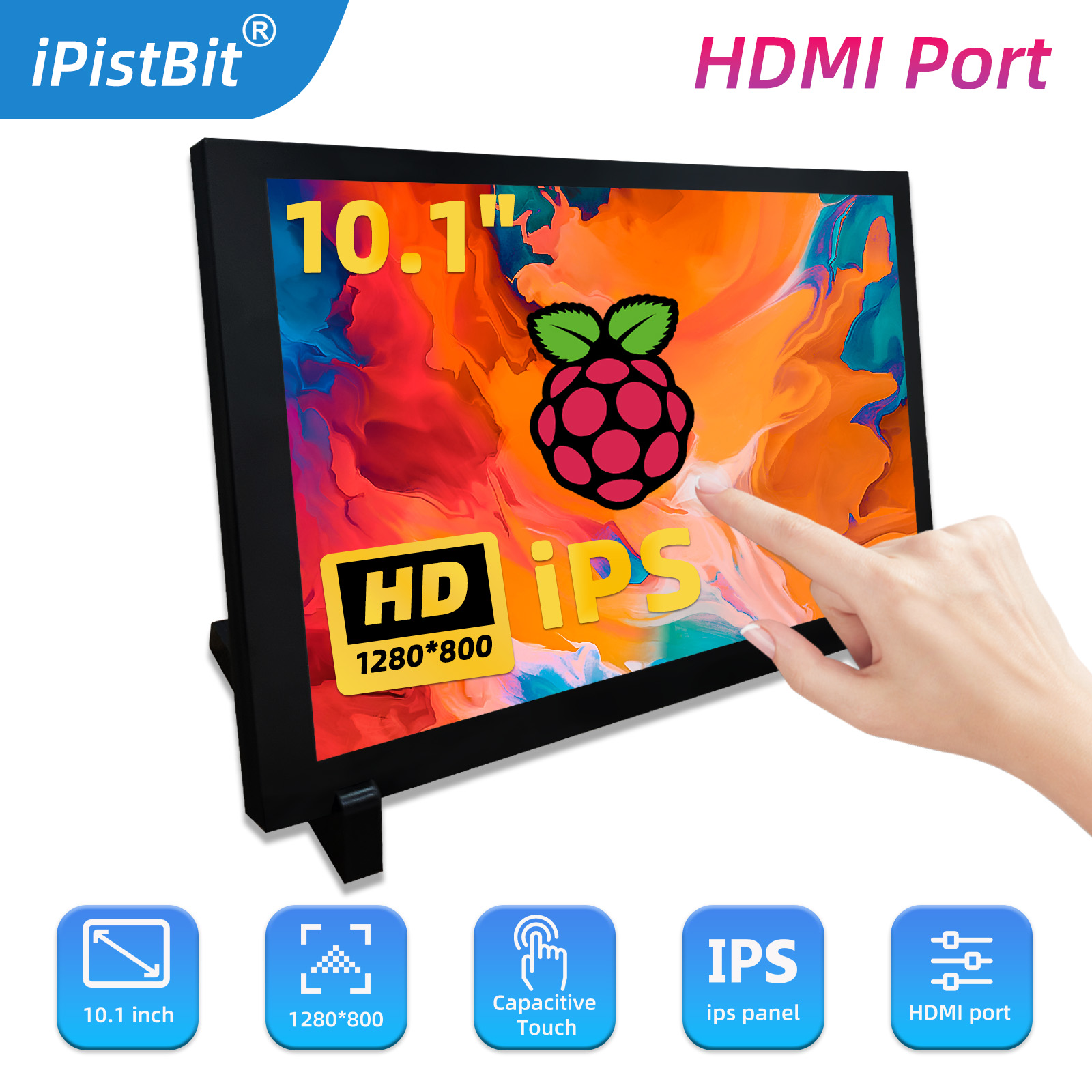 Raspberry Pi 10.1 Inch Capacitive Touch Screen Ips - Monitor portátil capacitivo HDMI para Raspberry