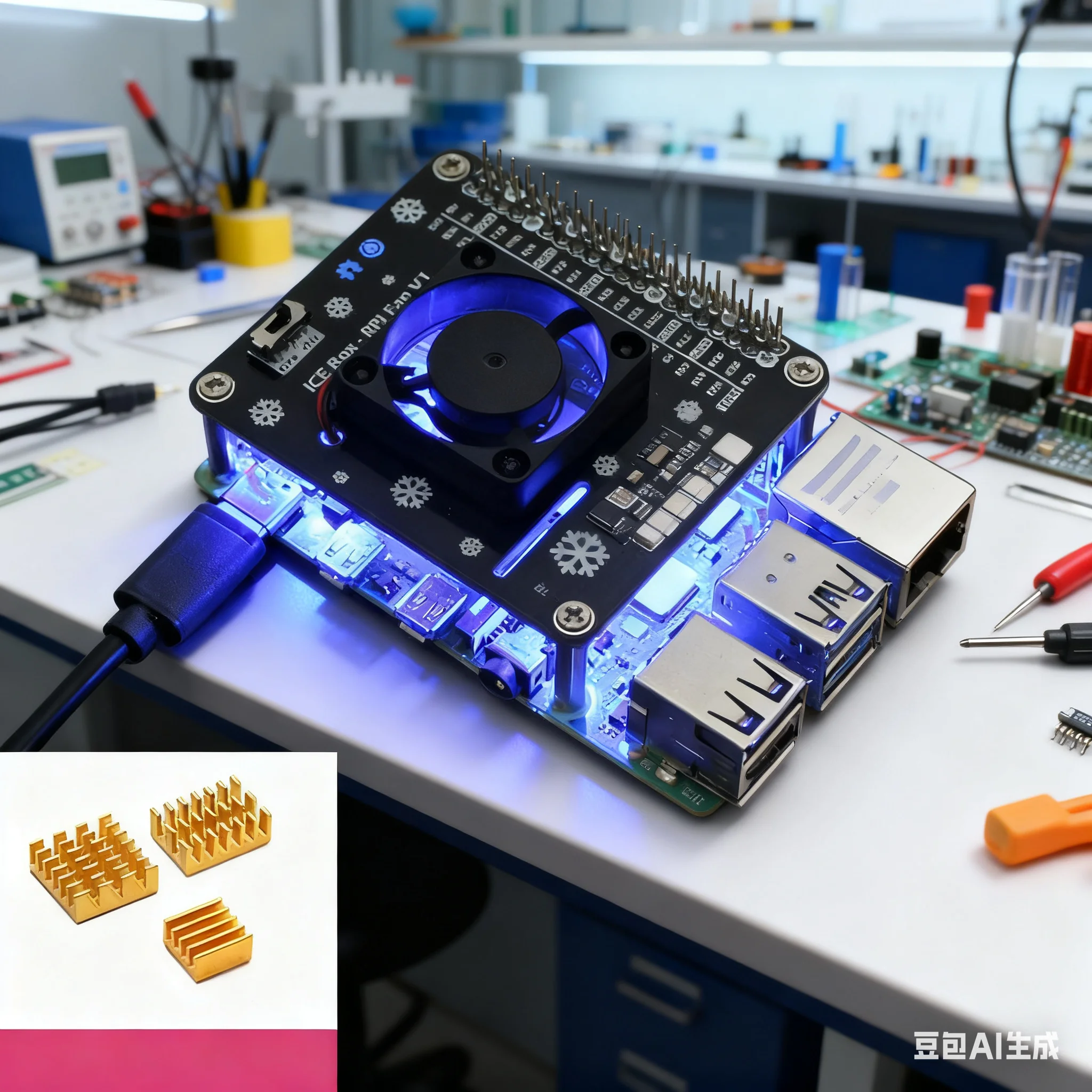 Raspberry Pi Water Cooling Kit - Gorro de refrigeración activa para Raspberry